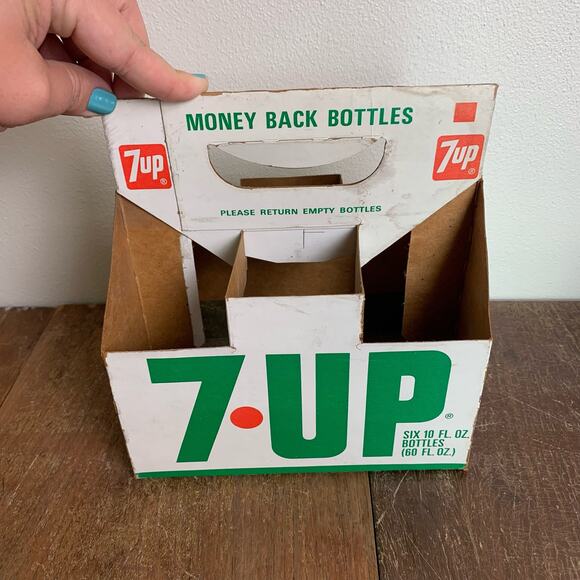 Vintage Advertising 7UP Soda 8 Pk Bottle Holder Cardboard Caddy 12oz in White - Picture 6 of 9